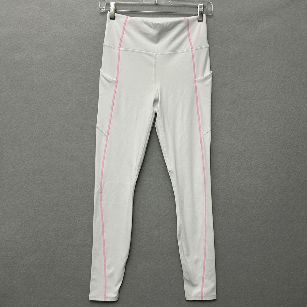 Fabletics Oasis Leggings Women S White Pink PureLuxe High Waisted Athletic Yoga